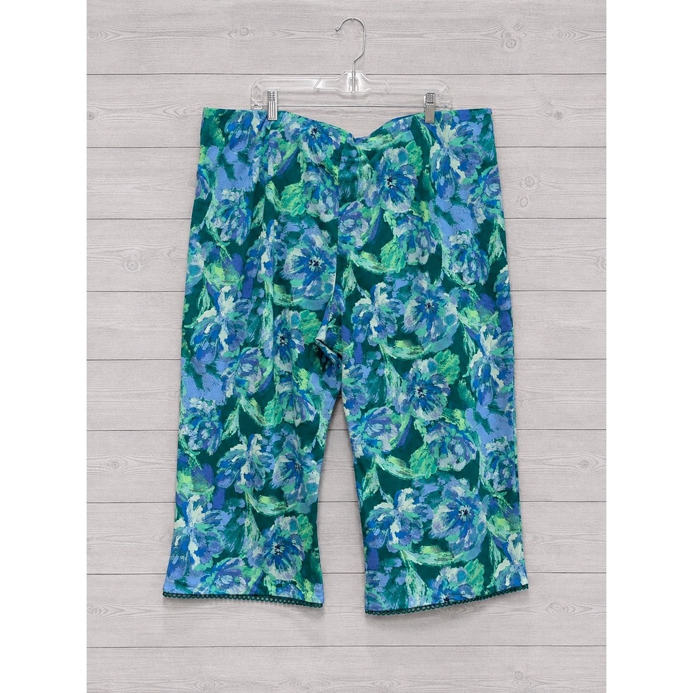 Isaac Mizrahi Live! Crop Capri Pants 3XP Teal Crochet Trim A646509 Inseam 21"